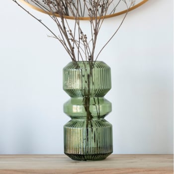 Glazen vaas - Ø12x25 cm - groen
