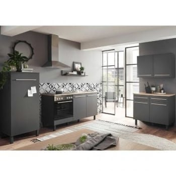 Keukencombinatie Bilberry | Koelkastelement, onderkasten, bovenkast | Antraciet