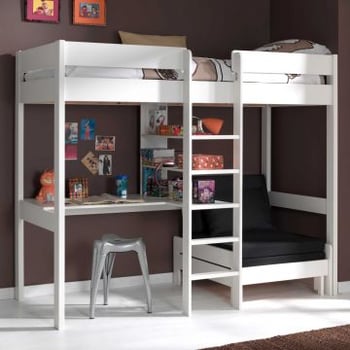Hoogslaper Lena met bureau & zetelbed - wit
