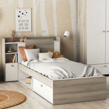 Bed Liva 90 x 190 cm-Kronberg eik/mat wit 