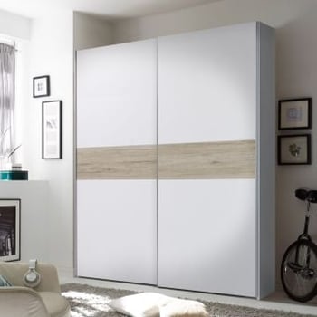Kledingkast Salamanca 170cm met 2 deuren - wit/eik