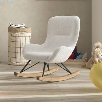 Kinderschommelstoel Rocky - 66x56x69 cm - Bouclé/wit 