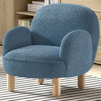 Kinderfauteuil Rocky - 56x54x49cm - blauwe boucléstof