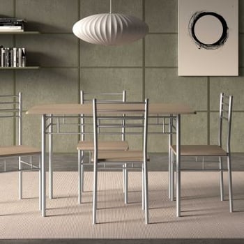 Tafelset Amelia met 4 stoelen - metaal/spaanplaat