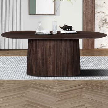 Ovale donkerbruine tafel Miguel - 200 cm | Massief mangohout | H76 x B200 x D100 cm