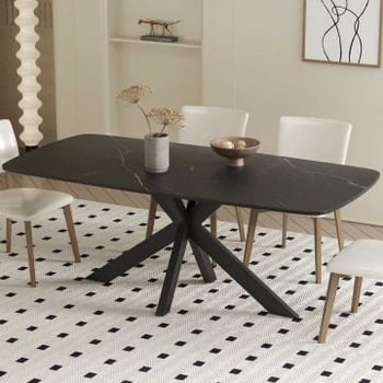 Eettafel Apollo | 180 x 90 x 76 cm | Zwart stenen design