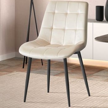 Eetkamerstoel Tanja-beige fluweel