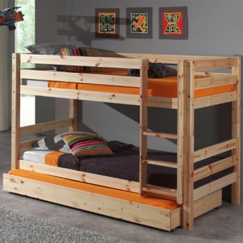 Stapelbed Claire laag met bedlade - dennenhout