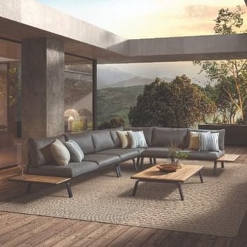 Loungeset Durban aluminium, teak en olefin - teakhout/antraciet