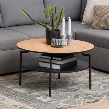 Salontafel Marvin Ø80 - wilde eik/zwart