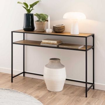 Sidetable Dover 120cm industrieel - zwart/wilde eik