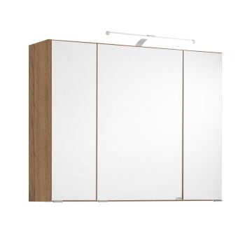 Spiegelkast Bobbi 80cm model 2 3 deuren & ledverlichting - eik