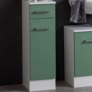 Badkamerkastje Ricca 25cm 1 deur & 1 lade - wit/groen
