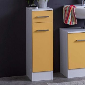 Badkamerkastje Ricca 25cm 1 deur & 1 lade - wit/geel
