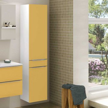 Kolomkast Hansen 40cm 2 deuren & 1 lade - geel/wit 