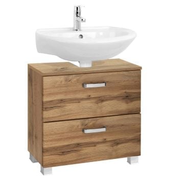 Wastafelonderkast Bobbi 60cm 1 deur en 1 lade - eik
