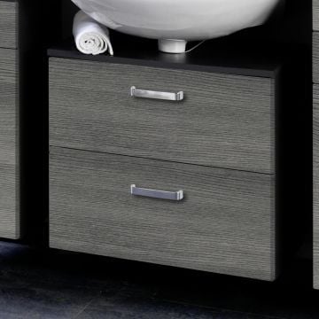 Wastafelonderkast Bobbi 70cm 1 deur en 1 lade - grafiet/grijze eik