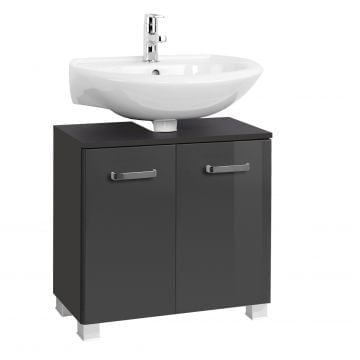Wastafelonderkast Bobbi 60cm 2 deuren - grafiet/hoogglans grijs