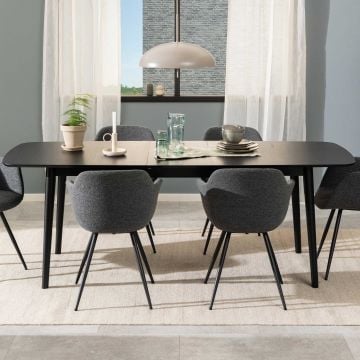 Montreux Rechthoekige Eettafel - Zwart Eikenfineer, 180/219x90cm