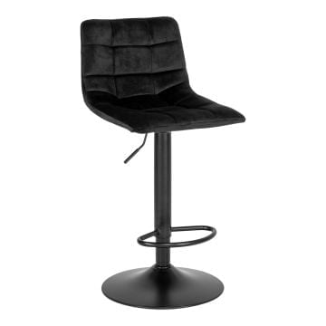 Zwart fluwelen Middelfart Barkruk 88-108cm.