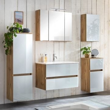 Badkamercombinatie Helina 4 5-delig - eik/wit