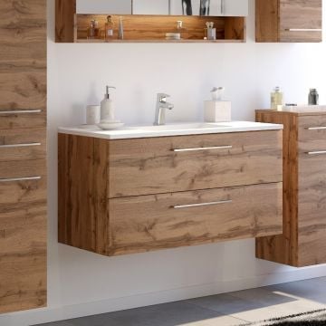 Wastafelmeubel Sefa 100cm 2 lades - wotan eik