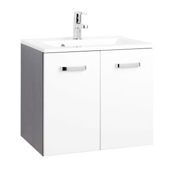 Wastafelmeubel Bobbi 60cm 2 deuren - grafiet/hoogglans wit