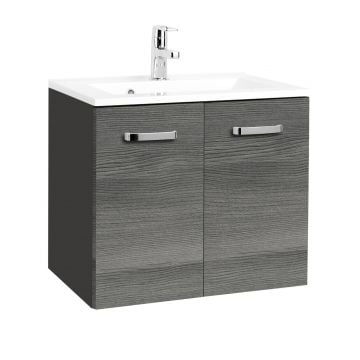Wastafelmeubel Bobbi 70cm 2 deuren - grafiet/eik