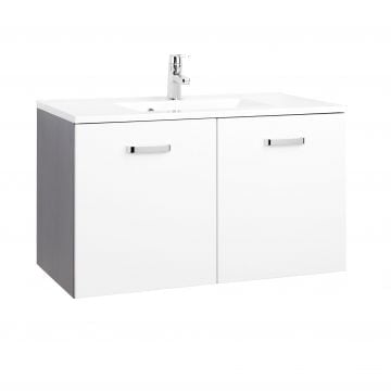 Wastafelmeubel Bobbi 90cm 2 deuren - grafiet/hoogglans wit