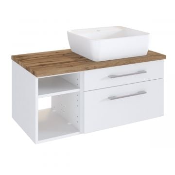 Wastafelmeubel Dasa (rechts) 90cm met 2 lades - wit 
