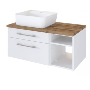 Wastafelmeubel Dasa (links) 90cm met 2 lades - wit 