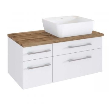Wastafelmeubel Dasa (rechts) 90cm met 4 lades - wit