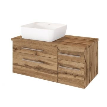 Wastafelmeubel Dasa (links) 90cm met 4 lades - wotan eik