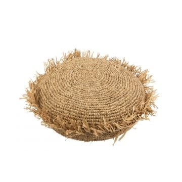 Kussen rond raffia naturel