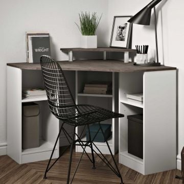 Hoekbureau Corner (klein) - wit/beton