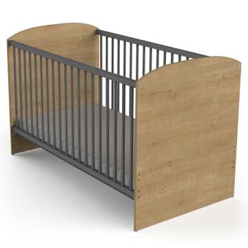 Babybed Gamin - 60x120cm - hoogte verstelbaar - eikdecor/donkergrijs