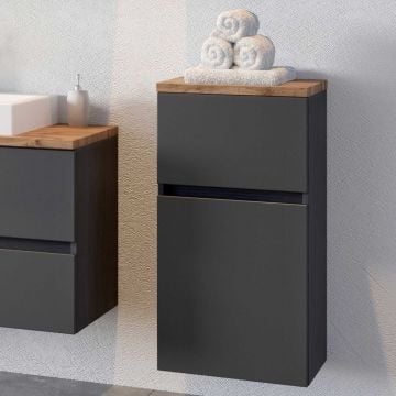 Badkamerkastje Pisca 40cm 1 deur & 1 lade - grafiet