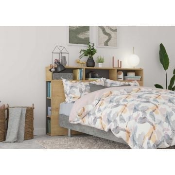 Hoofdeinde met opbergruimte Keith 162cm - lichte eik/ zwart