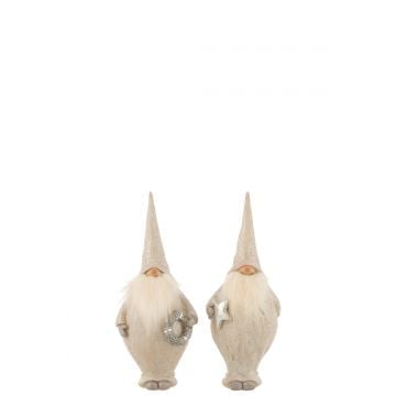 Kerstman staand poly beige small assortiment van 2