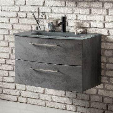 Wastafelmeubel Stivan 80cm grijze wastafel - beton