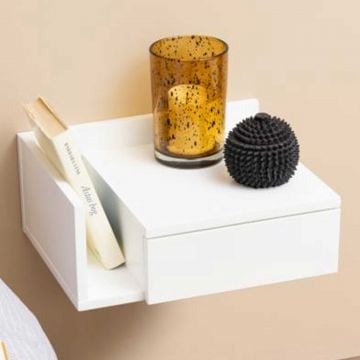 Wandnachtkastje Ashton met lade - wit
