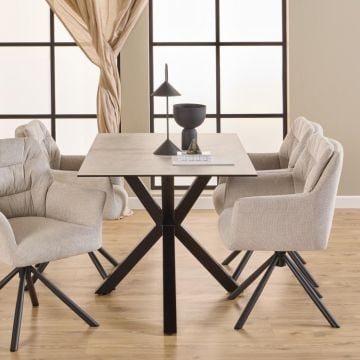 Eettafel Hennie - 135x80x75,5cm - keramisch blad - beton