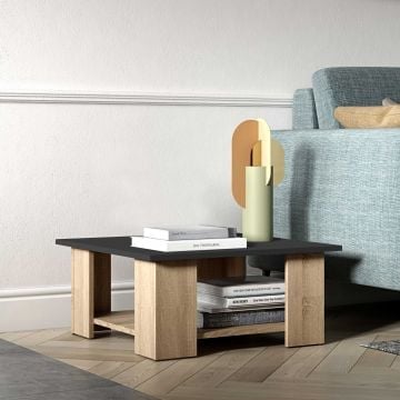 Salontafel Sames 67x67 - zwart/eik