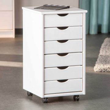 Ladeblok Lena hout met wieltjes - wit