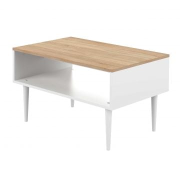 Salontafel Mata 80cm - wit/eik 