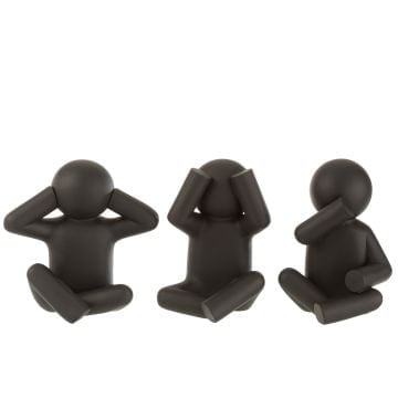 P'tit maurice zittend horen/zien/zwijgen poly zwart assortiment van 3