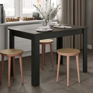 Eettafel Nice 110x70 cm - zwart/beton