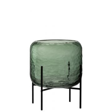 Vaas rond oneffen glas groen small