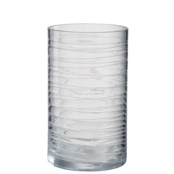 Windlicht strepen glas transparant large