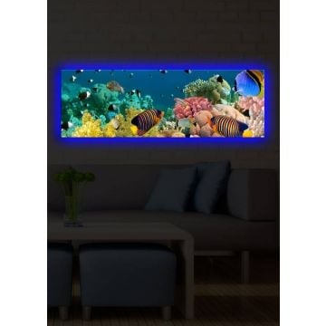 Schijnend LED Canvas Schilderij | 100% Suede | 30x90cm | Veelkleurig